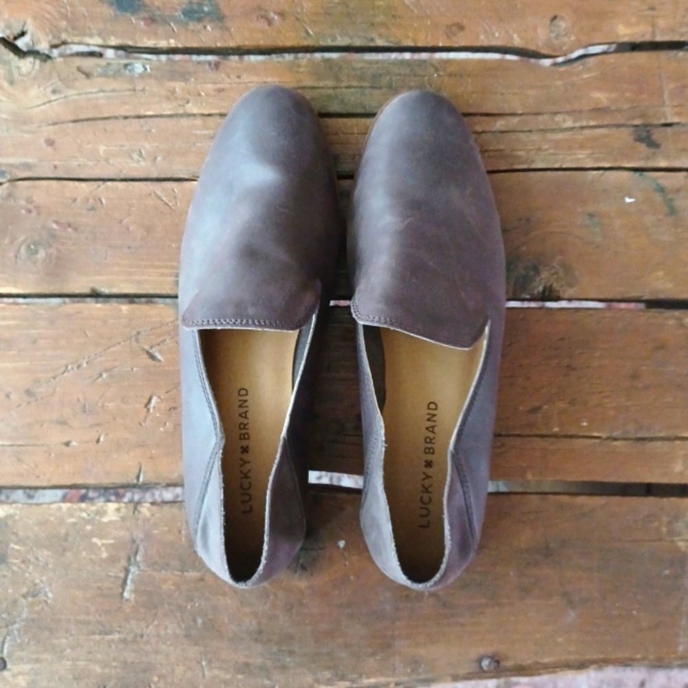 Lucky Brand Brown Leather Loafers Size 39